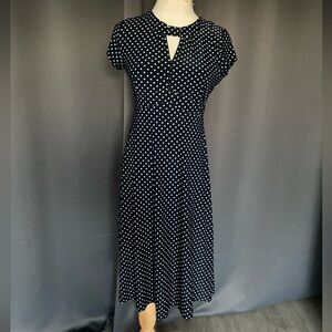 Lindy Bop Dark Navy and White Polka Dot Dress